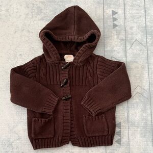 4/$20 Vintage Joe Fresh Chocolate Knit Hooded Cardigan with Toggles